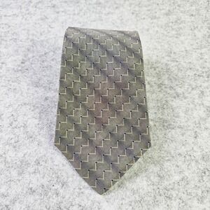 Daniel Craig Italian Silk Tie Mens Grey Silver Geometric Zigzag Pattern Classic